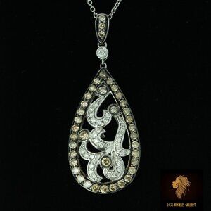 $6750 / NEW / Levian Chocolate & Nude white Diamond Statement 14K Gold Necklace